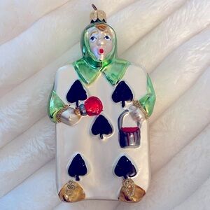 Kurt Adler Polonaise Christmas Glass Ornament Five of Spades Alice in Wonderland